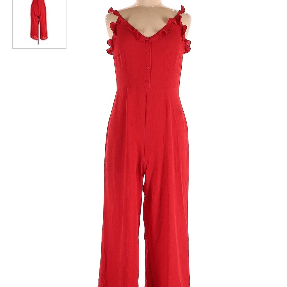 Divided By H&M Red Ruffle Button Jumpsuit Sz.4